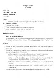 English worksheet: simple pasta and irregular and regular verbs