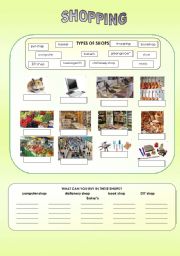 English Worksheet: SHOPPING 3 pages !!