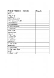 English Worksheet: Class conversation