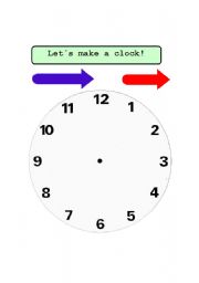 English Worksheet: Time. Lets make a clock