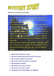 English Worksheet: Mystery story!