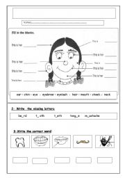 English Worksheet: Face