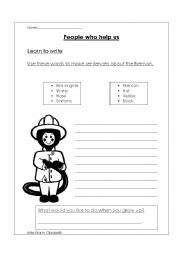 English worksheet: People who help us