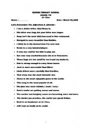 English worksheet: adjective adverbs