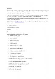 English worksheet: Present Simple Past Simple and Vocabulary Review Exam