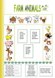 English Worksheet: farm animals