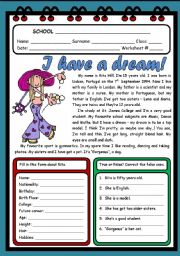 English Worksheet: I HAVE A DREAM! ( 2 PAGES )