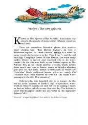 English worksheet: venice. the new atlantis