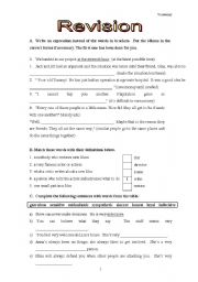 English worksheet: Revision Sheet 