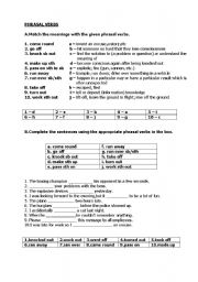 English Worksheet: face2face-upper intermediate unit 4A phrasals