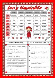 English Worksheet: LEOS TIMETABLE