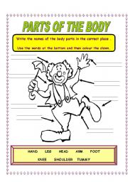 English Worksheet: PARTS OF THE BODY 1