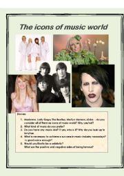 English Worksheet: The icons of music world - discussion
