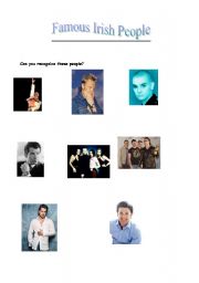 English worksheet: Famous Irish people