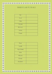 English Worksheet: Irregular plurals
