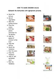 English Worksheet: how to make a chicken salad,  vocabulary worksheet