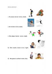 English Worksheet: SIMPLE PRESENT TENSE - HE/ SHE
