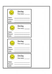 English worksheet: Smily Reward tokens