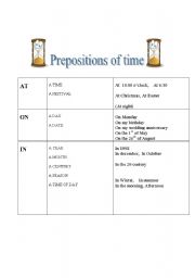 English Worksheet: Prepositions of time + exercises