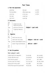 English worksheet: Past Tense Summary