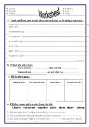 English worksheet: teamwork