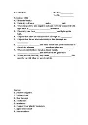 English Worksheet: Science P.4