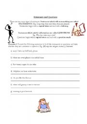 English worksheet: Statements and Questions