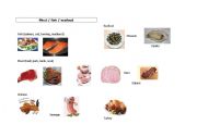 English worksheet: Meat, fish and seafood