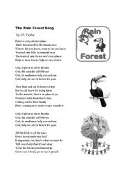 English Worksheet: The Rainforest Song by JP Taylor