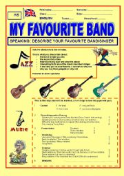 English Worksheet: Speaking skill: My favourite band