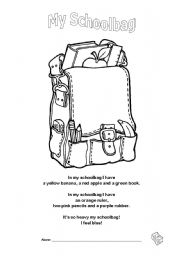 English Worksheet: My Schoolbag