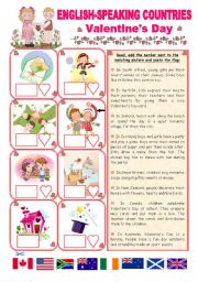 English Worksheet: ENGLISH-SPEAKING COUNTRIES (20) - Valentines Day