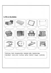 English worksheet: Bedroom