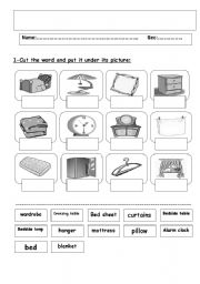 English Worksheet: bedroom