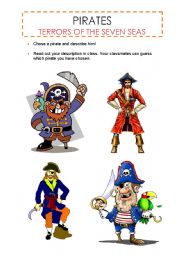 English Worksheet: describing people - parts of the body - pirates 