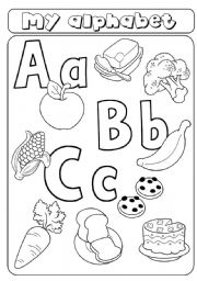 English Worksheet: My alphabet - letters a b c - food