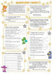 English Worksheet: QUESTION TAGS (with key)