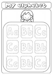 English Worksheet: My alphabet - letters a b c - food - cut and paste