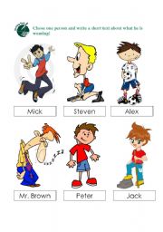 English Worksheet: What are they wearing? (Clothes) 