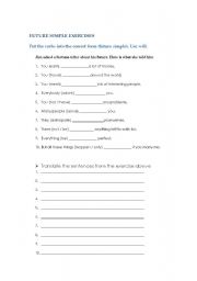 English worksheet: future simple exercises