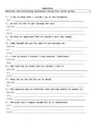 English Worksheet: opposite adjectives & so, such, too, enough (2)