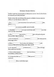 English Worksheet: Gerunds, Infinitives and Participles 