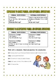 English Worksheet: Expressions to make formal and informal invitations