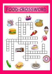 English Worksheet: food-crossword