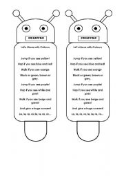 English Worksheet: Lets move with colours bookmark and song