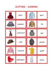 English Worksheet: Clothes Domino