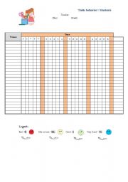 English Worksheet: Table Behavior