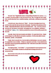 English Worksheet: Love