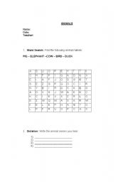 English Worksheet: Animals and colors