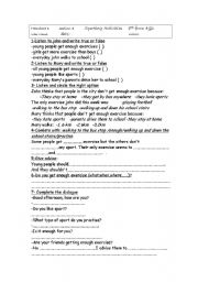 English Worksheet: sporting activities